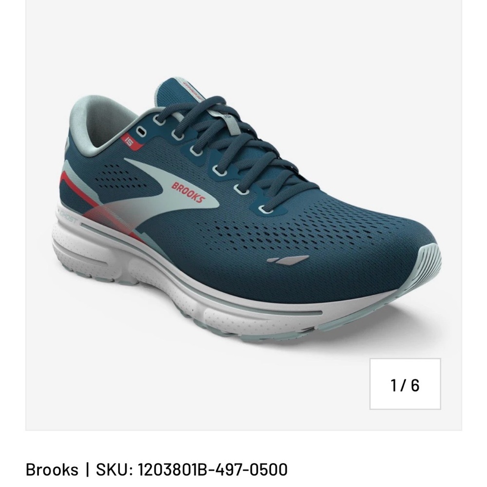 Brooks Womens Ghost 15 Blue Athletic Sneakers